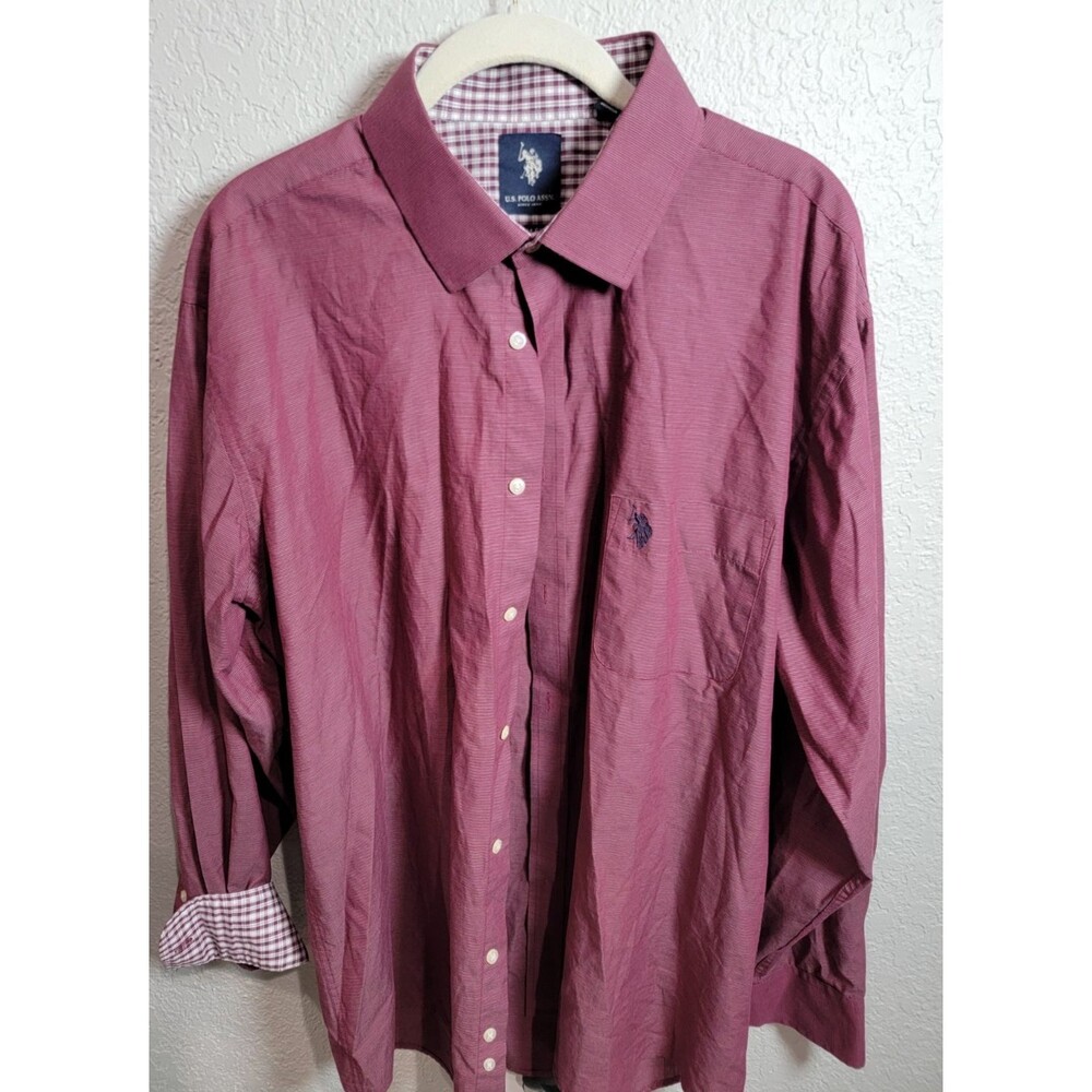 U.S. Polo Assn Slim Fit Button Down Shirt Men’s XL Burgundy Long Sleeve